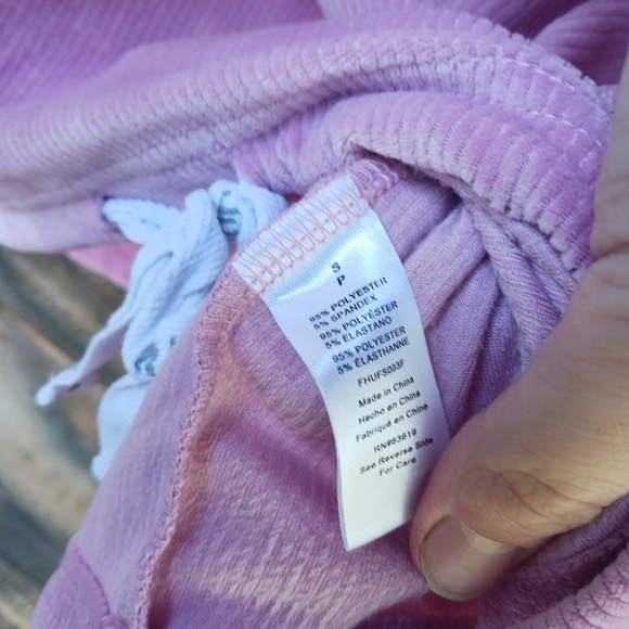 Hurley Pink Plush Velvet Ribbed Long Sleeve Casual  Loungewear Set Womens Sz S - Picture 8 of 8